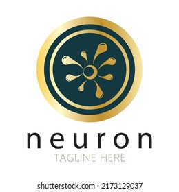 Neuron logo or nerve cell logo design,molecule logo illustration template icon with vector concept 