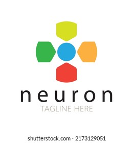 Diseño del logotipo de neuronas o de la célula nerviosa, icono de la plantilla de la ilustración del logotipo de la molécula con concepto de vector 
