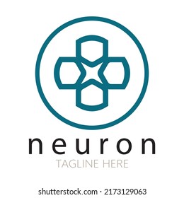 Diseño del logotipo de neuronas o de la célula nerviosa, icono de la plantilla de la ilustración del logotipo de la molécula con concepto de vector 