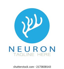 Diseño del logotipo de neuronas o de la célula nerviosa, icono de la plantilla de la ilustración del logotipo de la molécula con concepto de vector 