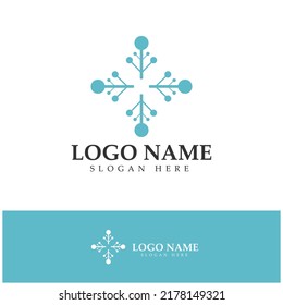 Neuron logo or nerve cell logo design,molecule logo brain logo illustration template icon with vector concept 