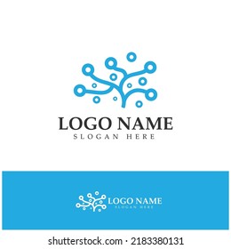 Neuron logo or nerve cell logo design,molecule logo illustration template icon with vector concept 