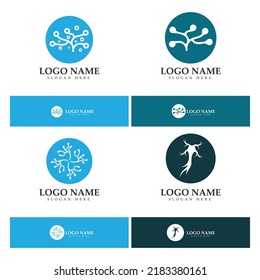 Diseño del logotipo de neuronas o de la célula nerviosa, icono de la plantilla de la ilustración del logotipo de la molécula con concepto de vector 