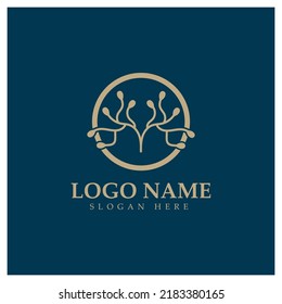 Diseño del logotipo de neuronas o de la célula nerviosa, icono de la plantilla de la ilustración del logotipo de la molécula con concepto de vector 