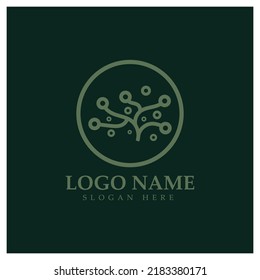 Diseño del logotipo de neuronas o de la célula nerviosa, icono de la plantilla de la ilustración del logotipo de la molécula con concepto de vector 