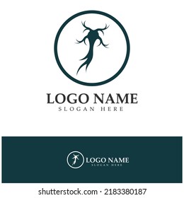 Diseño del logotipo de neuronas o de la célula nerviosa, icono de la plantilla de la ilustración del logotipo de la molécula con concepto de vector 