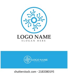 Neuron logo or nerve cell logo design,molecule logo illustration template icon with vector concept 