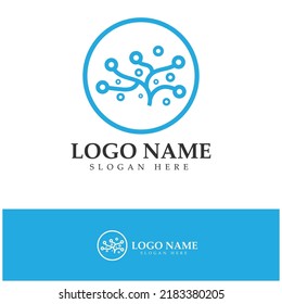 Neuron logo or nerve cell logo design,molecule logo illustration template icon with vector concept 