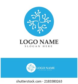 Neuron logo or nerve cell logo design,molecule logo illustration template icon with vector concept 