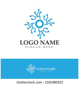 Neuron logo or nerve cell logo design,molecule logo illustration template icon with vector concept 