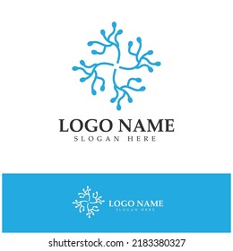 Neuron logo or nerve cell logo design,molecule logo illustration template icon with vector concept 