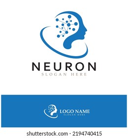 Neuron logo or nerve cell logo design,molecule logo illustration template icon with vector concept 