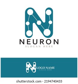Diseño del logotipo de neuronas o de la célula nerviosa, icono de la plantilla de la ilustración del logotipo de la molécula con concepto de vector 