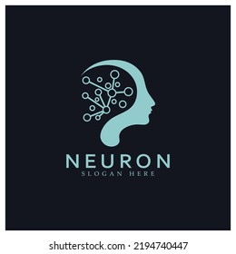 Neuron logo or nerve cell logo design,molecule logo illustration template icon with vector concept 