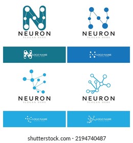 Neuron logo or nerve cell logo design,molecule logo illustration template icon with vector concept 