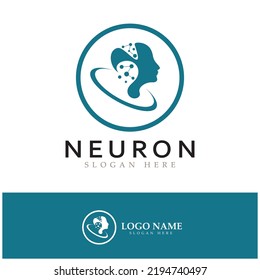 Neuron logo or nerve cell logo design,molecule logo illustration template icon with vector concept 