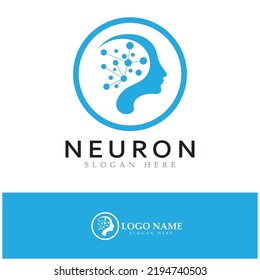 Neuron logo or nerve cell logo design,molecule logo illustration template icon with vector concept 