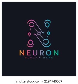 Diseño del logotipo de neuronas o de la célula nerviosa, icono de la plantilla de la ilustración del logotipo de la molécula con concepto de vector 