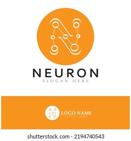 Neuron logo or nerve cell logo design,molecule logo illustration template icon with vector concept 