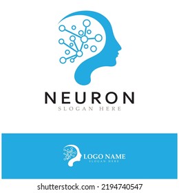 Neuron logo or nerve cell logo design,molecule logo illustration template icon with vector concept 