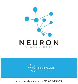Diseño del logotipo de neuronas o de la célula nerviosa, icono de la plantilla de la ilustración del logotipo de la molécula con concepto de vector 