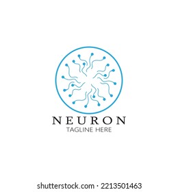Neuron logo or nerve cell logo design,molecule logo illustration template icon with vector concept 
