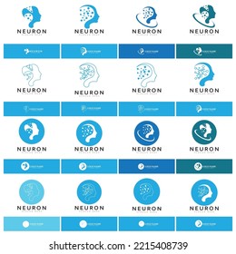 Neuron logo or nerve cell logo design,molecule logo illustration template icon with vector concept 