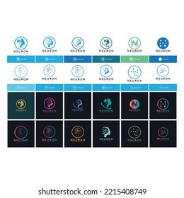 Diseño del logotipo de neuronas o de la célula nerviosa, icono de la plantilla de la ilustración del logotipo de la molécula con concepto de vector 