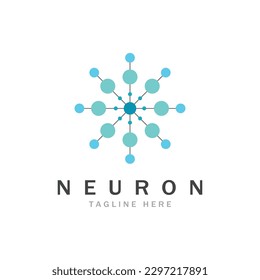Diseño del logotipo de neuronas o de la célula nerviosa, icono de la plantilla de la ilustración del logotipo de la molécula con concepto de vector 