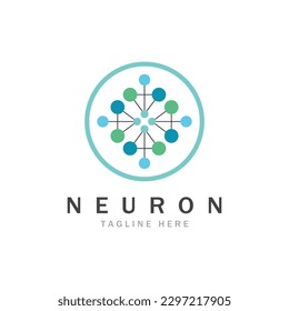 Neuron logo or nerve cell logo design,molecule logo illustration template icon with vector concept 