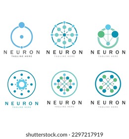 Neuron logo or nerve cell logo design,molecule logo illustration template icon with vector concept 