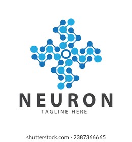 Neuron logo or nerve cell logo design,molecule logo illustration template icon with vector concept