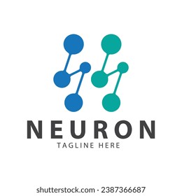 Neuron logo or nerve cell logo design,molecule logo illustration template icon with vector concept