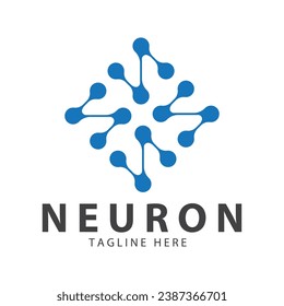 Neuron logo or nerve cell logo design,molecule logo illustration template icon with vector concept