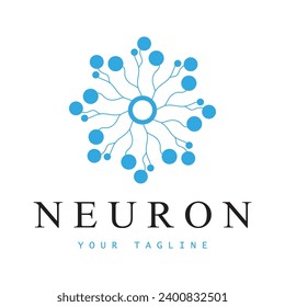 Neuron logo or nerve cell logo design,molecule logo illustration template icon with vector concept 