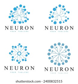 Neuron logo or nerve cell logo design,molecule logo illustration template icon with vector concept 