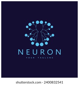 Neuron logo or nerve cell logo design,molecule logo illustration template icon with vector concept 