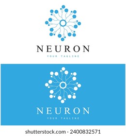 Neuron logo or nerve cell logo design,molecule logo illustration template icon with vector concept 