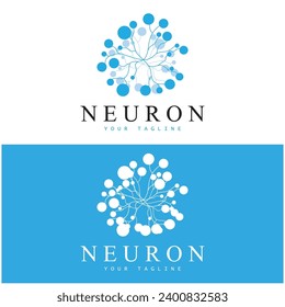 Diseño del logotipo de neuronas o de la célula nerviosa, icono de la plantilla de la ilustración del logotipo de la molécula con concepto de vector 