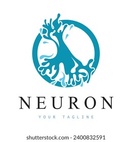 Diseño del logotipo de neuronas o de la célula nerviosa, icono de la plantilla de la ilustración del logotipo de la molécula con concepto de vector 