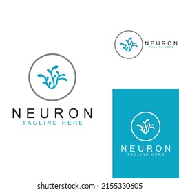 Neuron logo or nerve cell logo with vector concept.