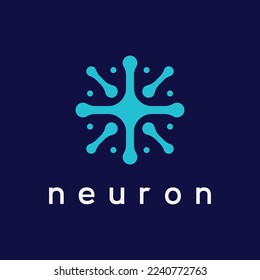 Neuron logo or nerve cell logo with vector concept.