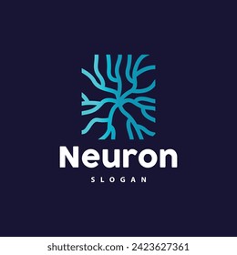 Neuron Logo, Neuron Nerve or Seaweed Vector Abstract Molecule Design, Template Illustration