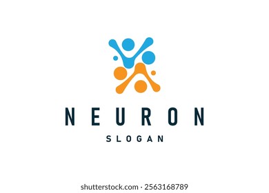 Neuron Logo, Neuron Nerve or Seaweed Vector Abstract Molecule Design, Template Illustration