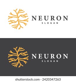 Neuron logo simple design network cel technology particles template Illustration