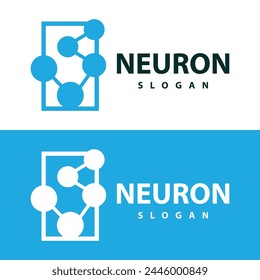 Neuron logo simple design network cel technology particles template Illustration