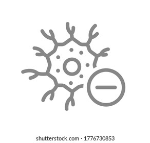 Neuron With Minus Line Icon. Disease Neural Tissue, Dead Nerve Cell Symbol