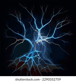 Ilustración vectorial neuronal multicolor sobre fondo negro