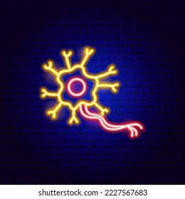 Neuron Neon Sign. Vector Illustration of Medical Human Health Objects.