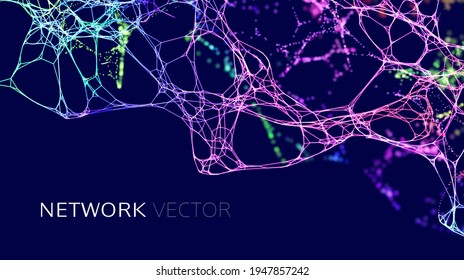 Neuron network background. Data science technology vector background. Neural network AI data IOT.